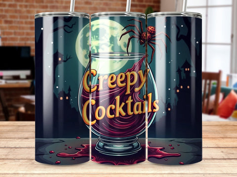 Halloween Creepy Cocktails Tumbler Wrap PNG Sublimation Luvleigh Digitals 