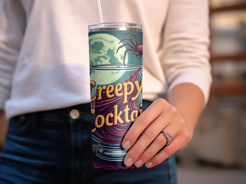Halloween Creepy Cocktails Tumbler Wrap PNG Sublimation Luvleigh Digitals 
