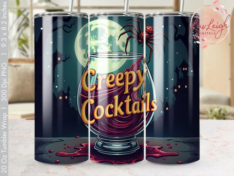 Halloween Creepy Cocktails Tumbler Wrap PNG Sublimation Luvleigh Digitals 