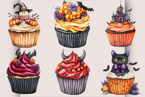 Halloween Cupcake PNG Clipart Bundle Sublimation SVGArt 