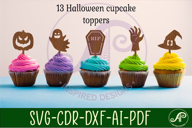 Halloween cupcake toppers, 13 designs SVG laser cut SVG APInspireddesigns 