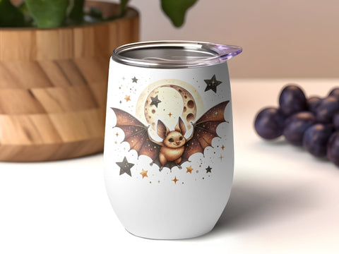 Halloween Cute Bat with Moon and Stars PNG Sublimation Luvleigh Digitals 