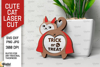 Halloween Cute Cat Laser Cut. Funny Cute Cat SVG Design SVG Evgenyia Guschina 