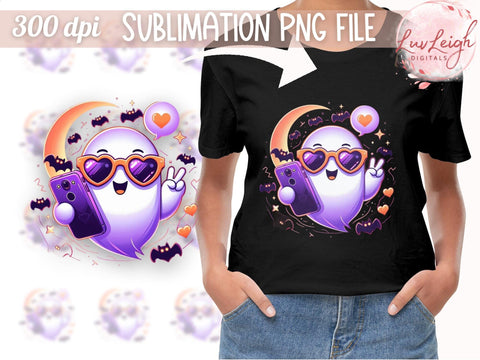 Halloween Cute Ghost Sublimation PNG Sublimation Luvleigh Digitals 