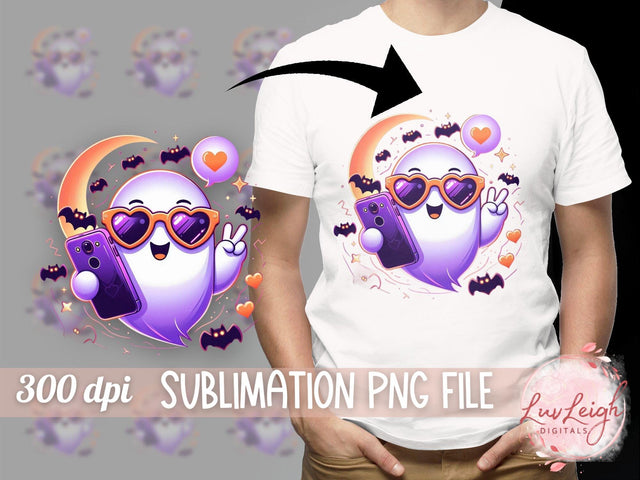 Halloween Cute Ghost Sublimation PNG Sublimation Luvleigh Digitals 