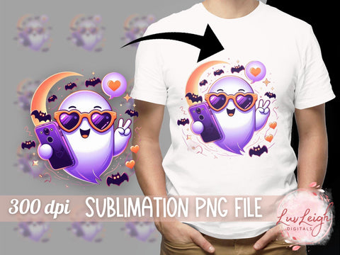 Halloween Cute Ghost Sublimation PNG Sublimation Luvleigh Digitals 