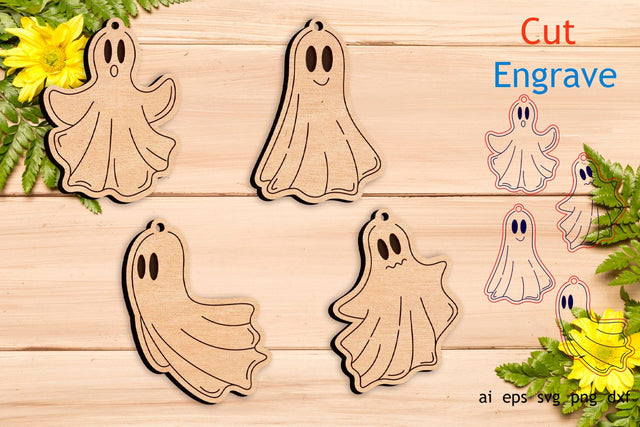 Halloween cute ghost svg, Laser engraving keychain SVG AnastasiyaArtDesign 
