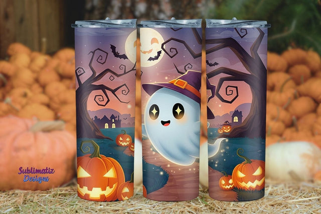 Halloween Cute Ghost Tumbler Wrap | Halloween Tumbler Wrap for Sublimation Sublimation Sublimatiz Designs 