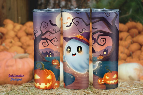 Halloween Cute Ghost Tumbler Wrap | Halloween Tumbler Wrap for Sublimation Sublimation Sublimatiz Designs 