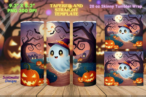 Halloween Cute Ghost Tumbler Wrap | Halloween Tumbler Wrap for Sublimation Sublimation Sublimatiz Designs 