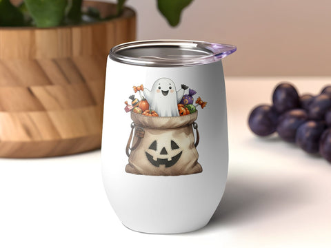 Halloween Cute Ghost with Candy Sublimation PNG Sublimation Luvleigh Digitals 