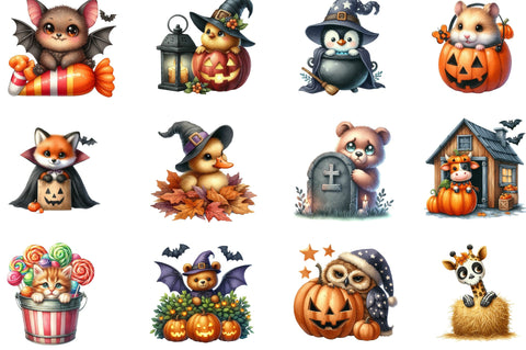 Halloween Cute Peeking Animals PNG Sublimation SVGista 