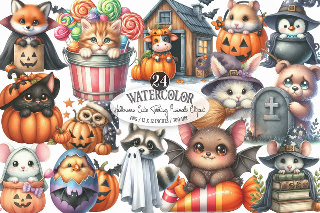 Halloween Cute Peeking Animals PNG Sublimation SVGista 