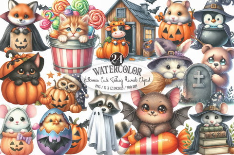 Halloween Cute Peeking Animals PNG Sublimation SVGista 