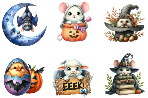 Halloween Cute Peeking Animals PNG Sublimation SVGista 