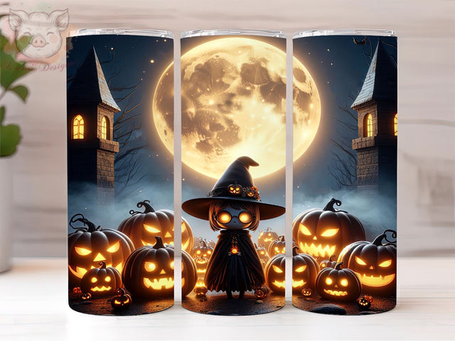 Halloween Cute Witch 20oz Tumbler Png, Straight & Tapered Tumbler Png, Pumpkin Halloween Tumbler Png, Digital Download PNG Sublimation Lara' s Designs 