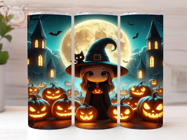 Halloween Cute Witch 20oz Tumbler Png, Straight & Tapered Tumbler Png, Pumpkin Halloween Tumbler Png, Digital Download PNG Sublimation Lara' s Designs 