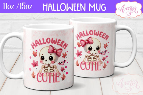 Halloween cutie mug wrap sublimation PNG | Pink Halloween mug Sublimation Amorclipart 