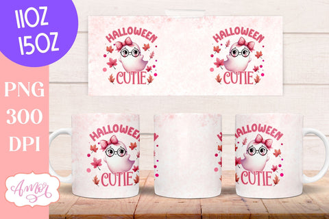 Halloween cutie mug wrap sublimation PNG | Pink Halloween mug Sublimation Amorclipart 
