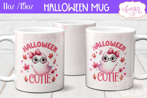 Halloween cutie mug wrap sublimation PNG | Pink Halloween mug Sublimation Amorclipart 