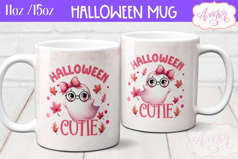Halloween cutie mug wrap sublimation PNG | Pink Halloween mug Sublimation Amorclipart 