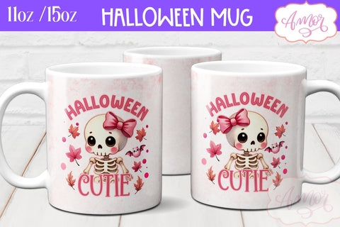 Halloween cutie mug wrap sublimation PNG | Pink Halloween mug Sublimation Amorclipart 
