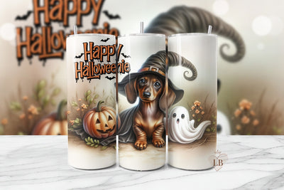 Halloween Dachshund Tumbler Wrap Sublimation BijouBay 