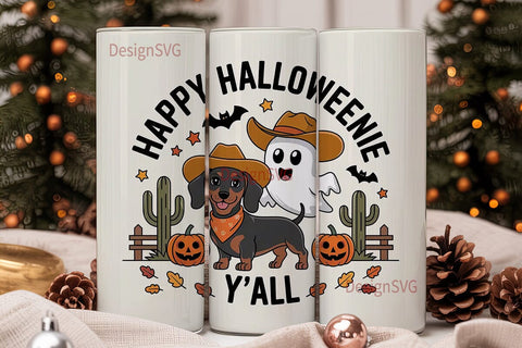 Halloween Dachshund Tumbler Wrap Sublimation DesignSVG 