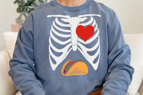 Halloween Dad Skeleton Taco Belly Funny Pregnancy Couple Men T-Shirt SVG DesignDestine 