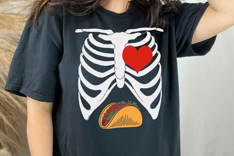 Halloween Dad Skeleton Taco Belly Funny Pregnancy Couple Men T-Shirt SVG DesignDestine 