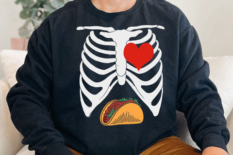 Halloween Dad Skeleton Taco Belly Funny Pregnancy Couple Men T-Shirt SVG DesignDestine 