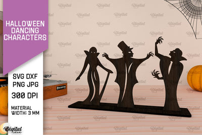 Halloween Dancing Characters Laser Cut. Spooky Halloween SVG SVG Evgenyia Guschina 