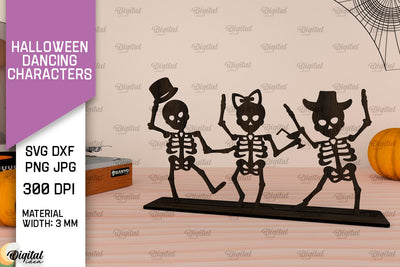 Halloween Dancing Characters Laser Cut. Spooky Halloween SVG SVG Evgenyia Guschina 