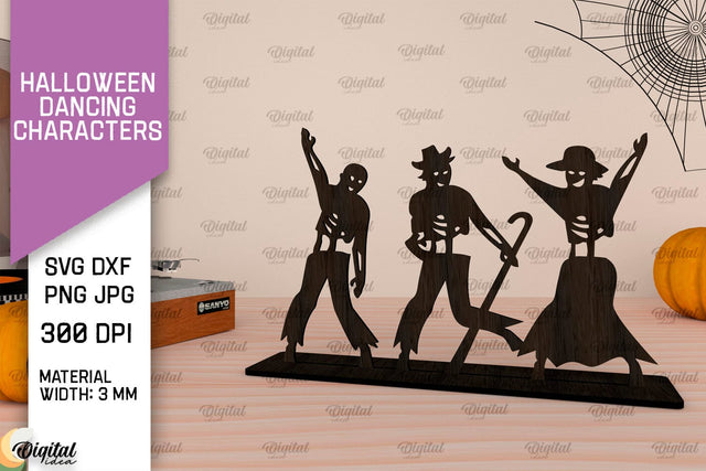 Halloween Dancing Characters Laser Cut. Spooky Halloween SVG SVG Evgenyia Guschina 
