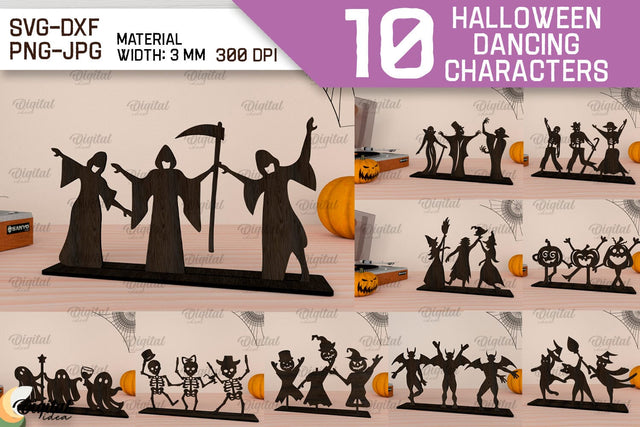 Halloween Dancing Characters LaserCut Bundle. Spooky SVG SVG Evgenyia Guschina 