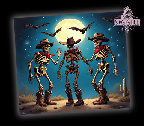Halloween Dancing Skeletons 20oz Tumbler Wrap Sublimation Design, Straight Tapered Tumbler Wrap, Boho Halloween Tumbler Png, Instant Digital Download Sublimation SvggirlplusArt 
