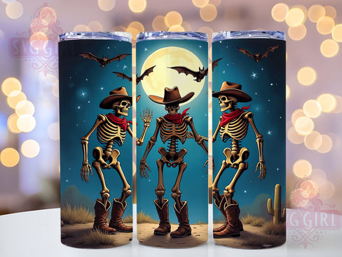 Halloween Dancing Skeletons 20oz Tumbler Wrap Sublimation Design, Straight Tapered Tumbler Wrap, Boho Halloween Tumbler Png, Instant Digital Download Sublimation SvggirlplusArt 