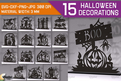 Halloween Decorations Laser Cut Bundle. Halloween Decor SVG SVG Evgenyia Guschina 