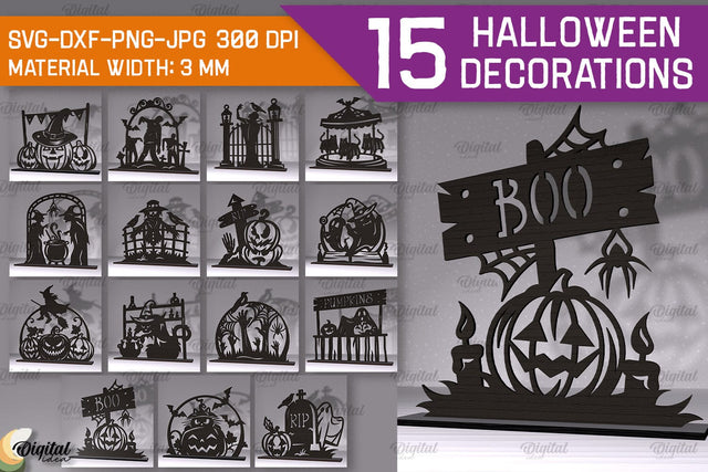 Halloween Decorations Laser Cut Bundle. Halloween Decor SVG SVG Evgenyia Guschina 