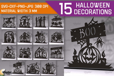 Halloween Decorations Laser Cut Bundle. Halloween Decor SVG SVG Evgenyia Guschina 