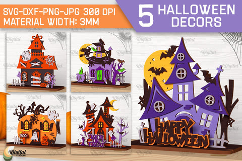 Halloween Decorations Laser Cut Bundle. Happy Halloween SVG SVG Evgenyia Guschina 