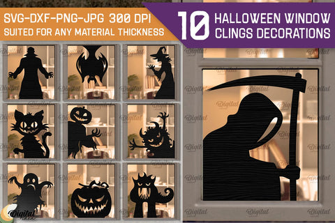 Halloween Decorations Window Clings Decor. Halloween Bundle SVG Evgenyia Guschina 