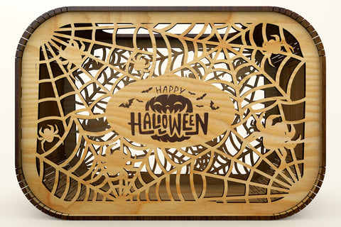 Halloween Decorative Ornamented CandyBox Wood Cut Template SVG LaserCutano 