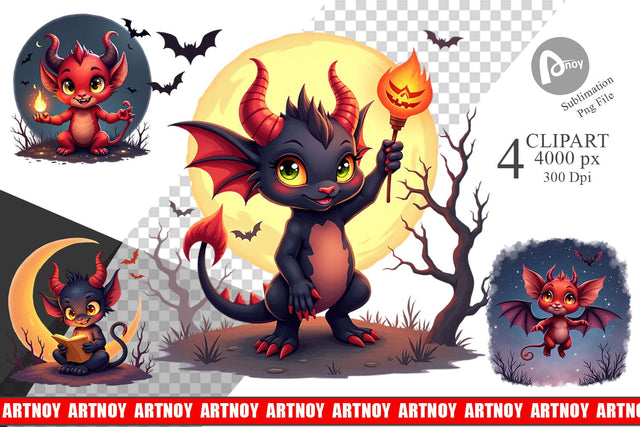 Halloween Demon Spark Clipart Sublimation artnoy 