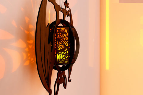 Halloween Deocrative Bat Lantern, Laser Cut Candleholder Template SVG LaserCutano 