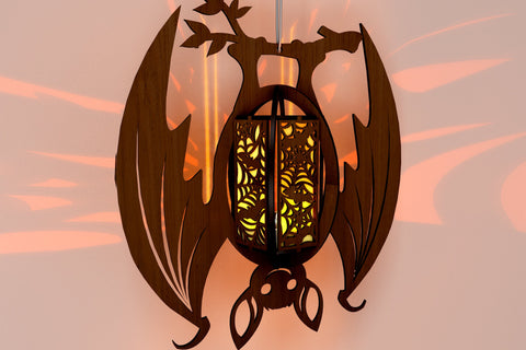 Halloween Deocrative Bat Lantern, Laser Cut Candleholder Template SVG LaserCutano 