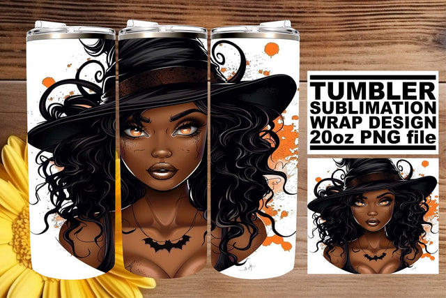 Halloween Design Afro Woman Tumbler Wrap 20oz Sublimation afrosvg 
