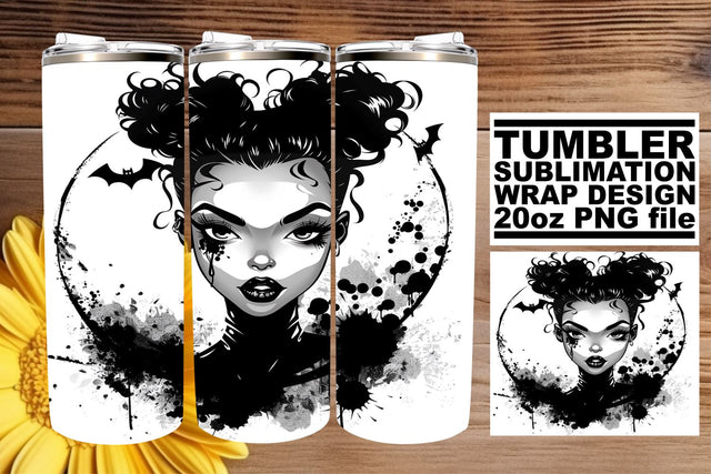 Halloween Design Afro Woman Tumbler Wrap 20oz Sublimation afrosvg 
