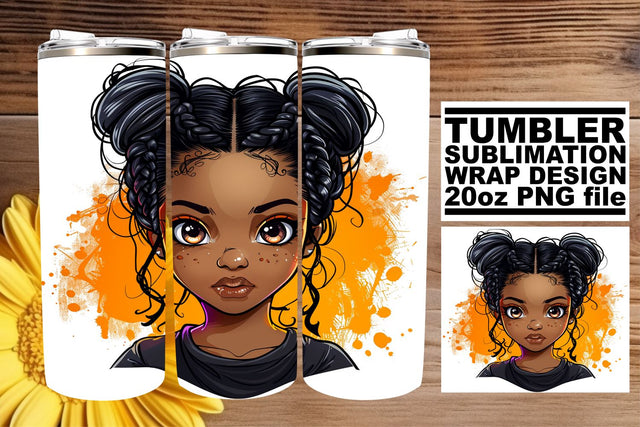 Halloween Design Afro Woman Watercolor Tumbler Wrap 20oz Sublimation afrosvg 