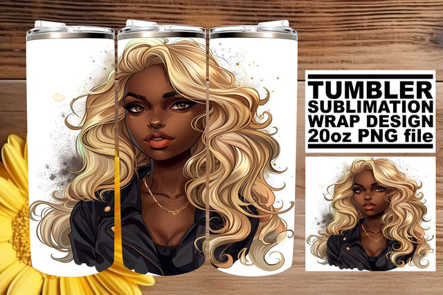 Halloween Design Gothic Watercolor Afro Woman Tumbler Sublimation afrosvg 